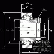 外球面球軸承 E40-KRR, 圓柱外圈，偏心鎖圈定位，兩側(cè) R 型密封