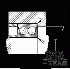 角接觸球軸承 30/8-B-2Z-TVH, 雙列，雙側間隙密封，接觸角 α = 25°