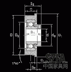 外球面球軸承 CRB30/92, 帶橡膠插入件，偏心鎖圈定位，兩側 P 型密封