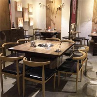 惠州火鍋?zhàn)蓝ㄗ?，冬季火鍋餐桌椅批發(fā)，實(shí)木大理石餐桌配電磁爐